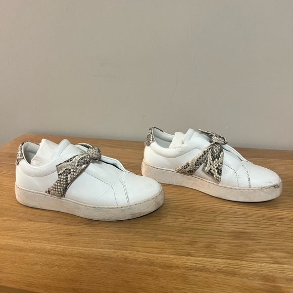 Alexandre Birman Clarita Python Bow Leather Sneakers